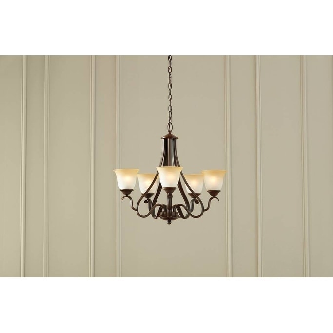 Transitional 5-light Black Bronze/Red Highlights Chandelier - Chandeliers For Bedrooms by Overstock.com
