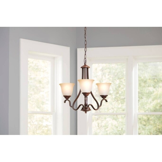 Transitional 3-light Black Bronze/Red Highlights Chandelier - Chandeliers For Bedrooms by Overstock.com