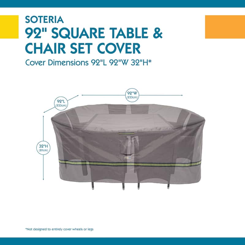 Duck Covers Soteria RainProof Square Patio Table with Chairs Cover - 92"l x 92"w x 32"h