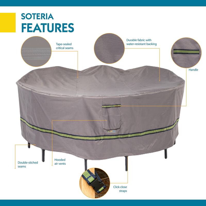 Duck Covers Soteria RainProof Round Patio Table with Chairs Cover