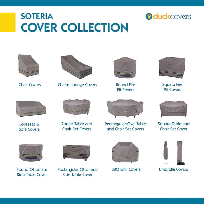 Duck Covers Soteria RainProof Rectangular/Oval Patio Table with Chairs Cover