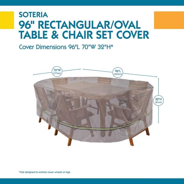 Duck Covers Soteria RainProof Rectangular/Oval Patio Table with Chairs