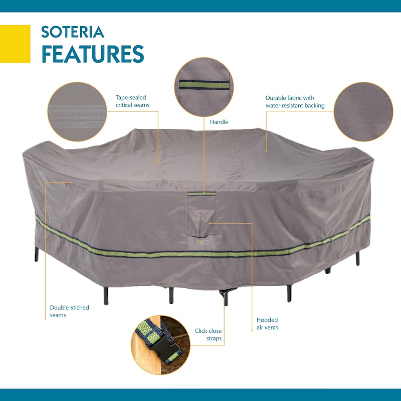 Duck Covers Soteria RainProof Rectangular/Oval Patio Table with Chairs Cover