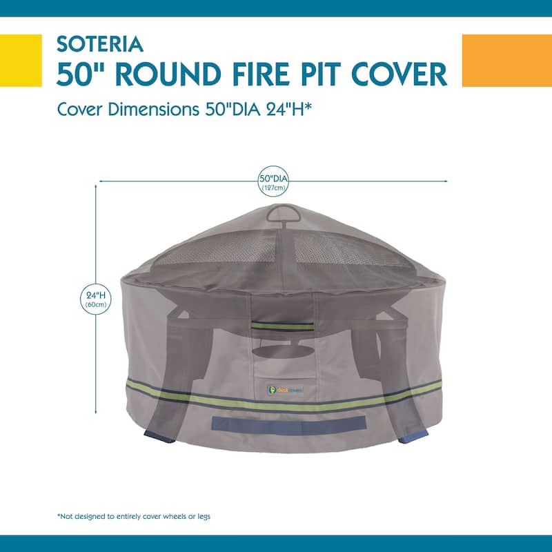 Duck Covers Soteria RainProof Round Fire Pit Cover - 50"dia x 24"h