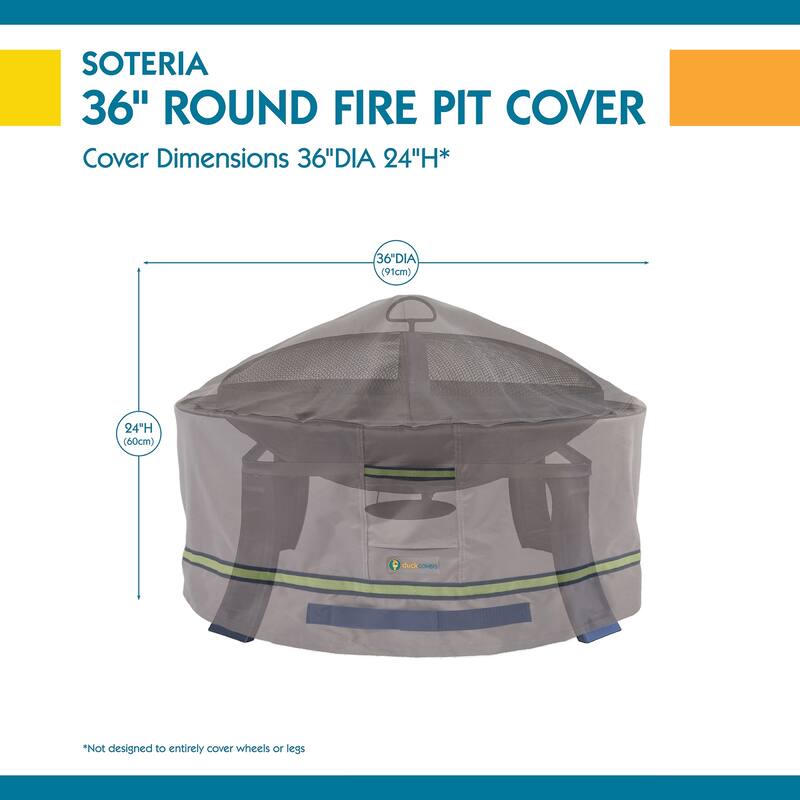 Duck Covers Soteria RainProof Round Fire Pit Cover - 36"dia x 24"h