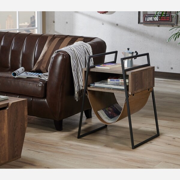 furniture of america brayson rustic open end table with hanging magazine storage - Hanging End Tables furniture of america brayson rustic open end table with hanging magazine storage - Hanging End Tables