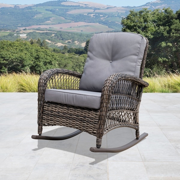 Shop Corvus Salerno Outdoor Wicker Rocking Chair with ...
