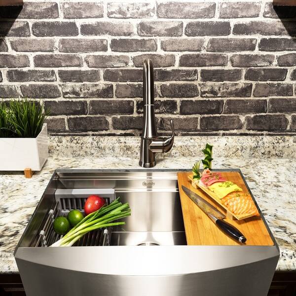 Shop Akdy Ks0238 33 X 20 X 9 Apron Farmhouse Handmade Stainless Steel Single Bowl Kitchen Sink Silver Overstock 22814774