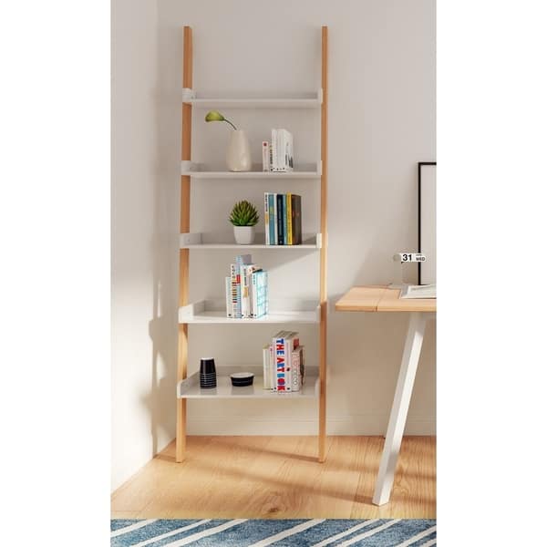 Shop Universal Expert Remus Ladder Bookshelf Modern Oak And White