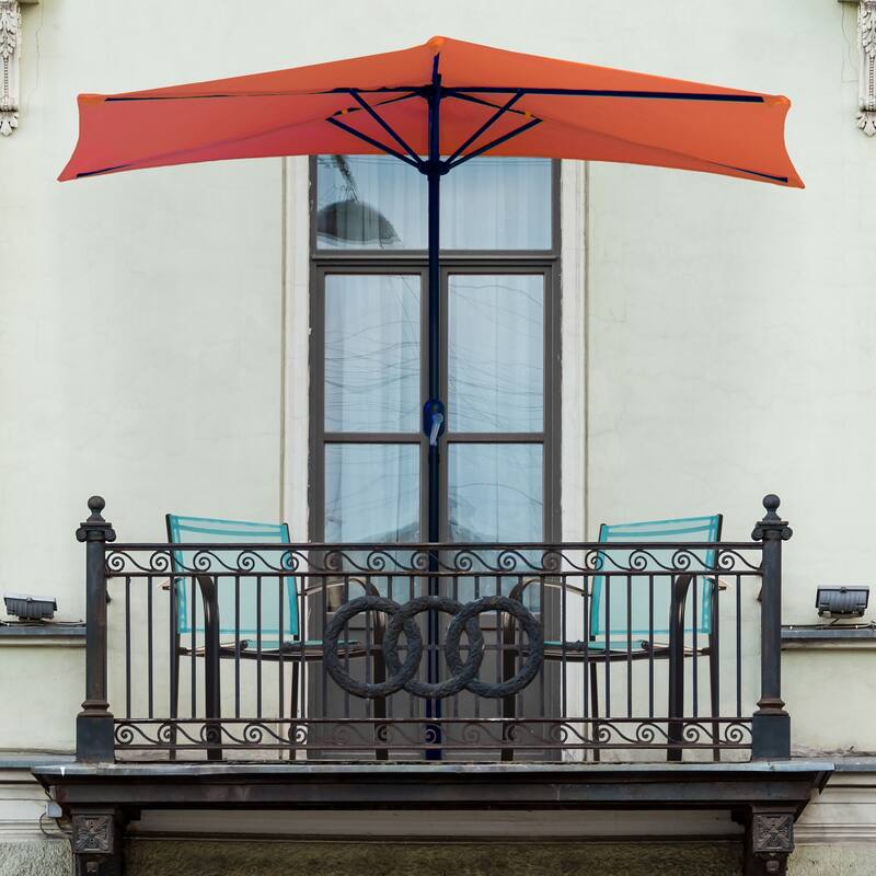 9ft Half Round Patio Umbrella with Easy Crank by Pure Garden, Base Not Included
