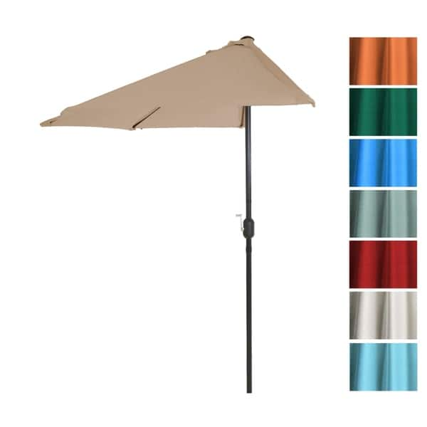 Shop Black Friday Deals On 9ft Half Round Patio Umbrella With Easy Crank By Pure Garden Base Not Included Overstock 22814867