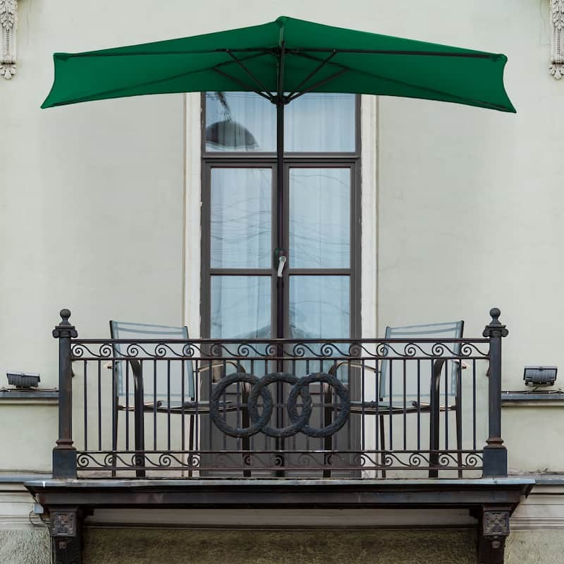9ft Half Round Patio Umbrella with Easy Crank by Pure Garden, Base Not Included