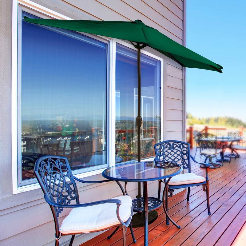 9ft Half Round Patio Umbrella with Easy Crank by Pure Garden, Base Not Included