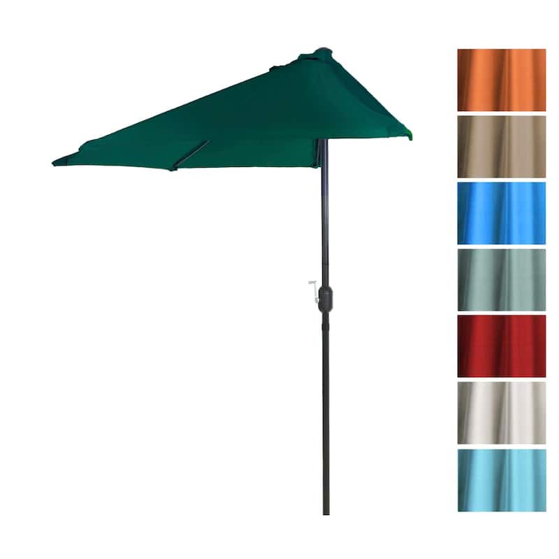 9ft Half Round Patio Umbrella with Easy Crank by Pure Garden, Base Not Included