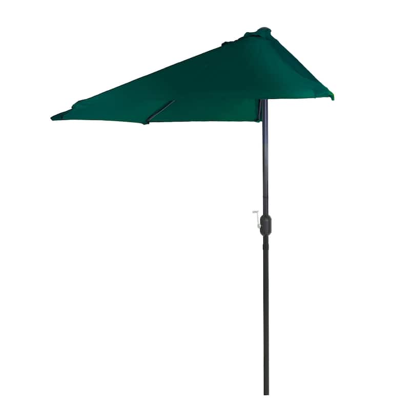 9ft Half Round Patio Umbrella with Easy Crank by Pure Garden, Base Not Included - Hunter Green