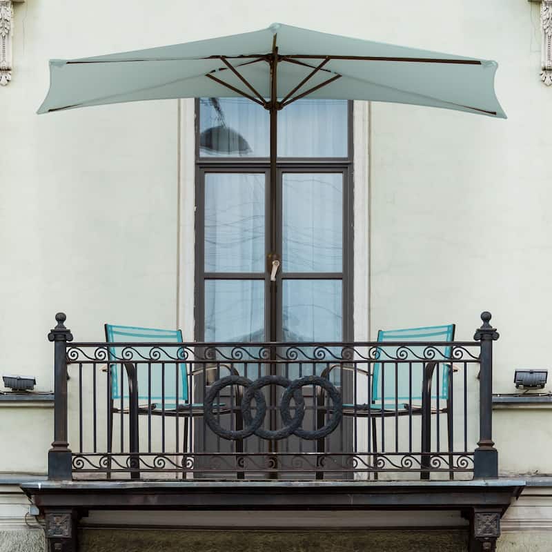 9ft Half Round Patio Umbrella with Easy Crank by Pure Garden, Base Not Included