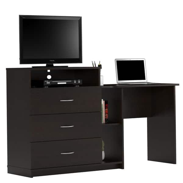 Shop Porch Den Alyssa Espresso 3 In 1 Media Dresser And Desk