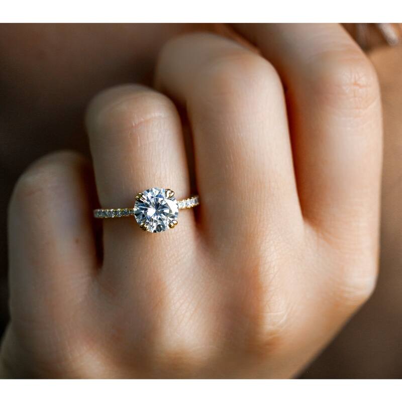 Kobelli 2.1 Carats Moissanite & Lab Grown Diamond 14k Solid Gold Round Brilliant-cut Half Eternity Tulip Tiffany Engagement Ring