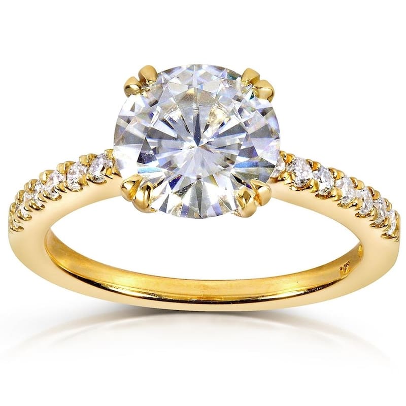 Kobelli 2.1 Carats Moissanite & Lab Grown Diamond 14k Solid Gold Round Brilliant-cut Half Eternity Tulip Tiffany Engagement Ring