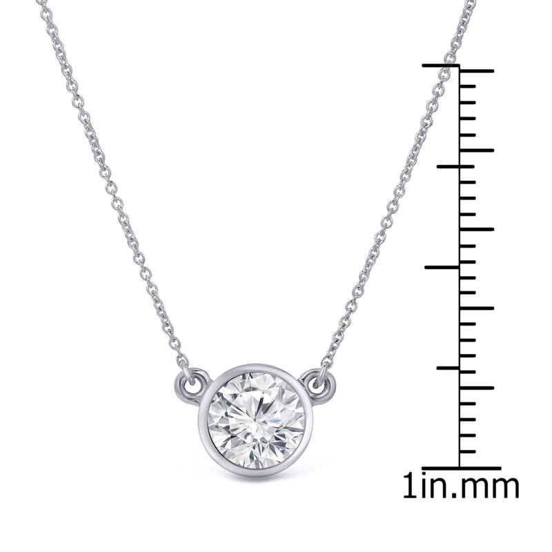 Auriya 14k Gold 1 1/2ctw Solitaire Moissanite Necklace Bezel-set - 7.4 mm - 7.4 mm