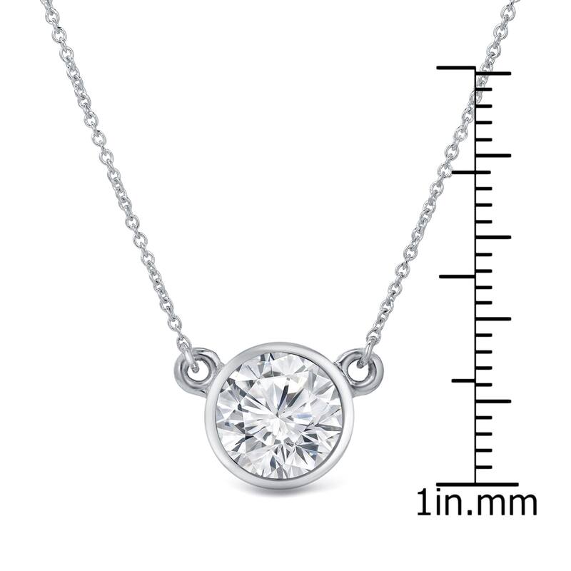 Auriya 14k Gold 3ctw Solitaire Moissanite Necklace Bezel-set - 9.3 mm