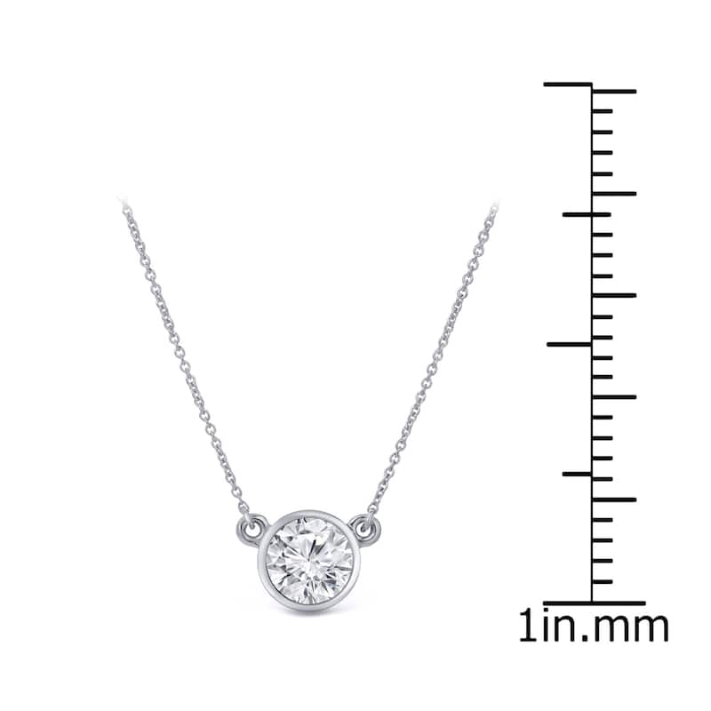 Auriya 14k Gold 1ctw Solitaire Moissanite Necklace Bezel-set - 6.5 mm - 6.5 mm