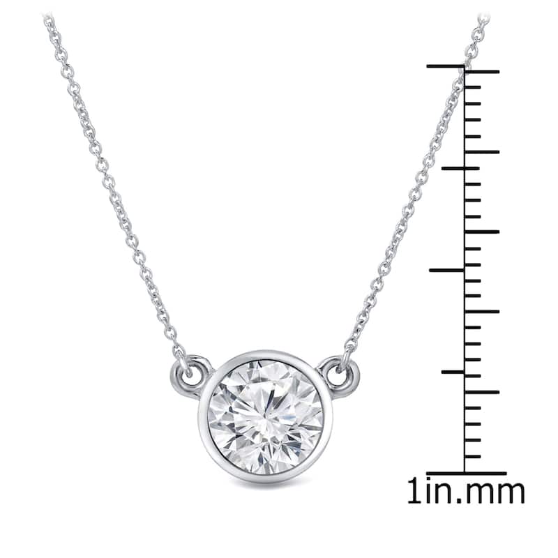 Auriya 14k Gold 2ctw Solitaire Moissanite Necklace Bezel-set - 8.2 mm - 8.2 mm