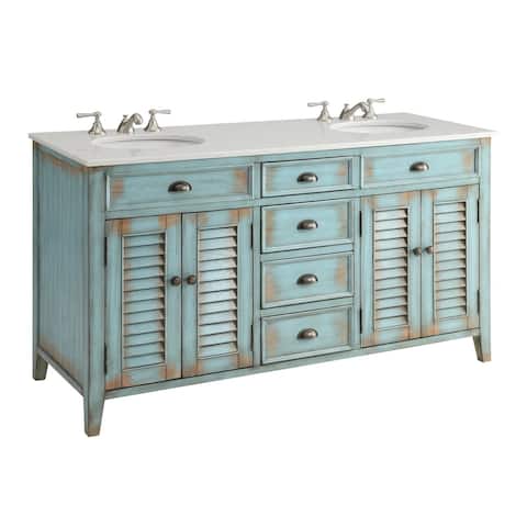 60" Benton Collection Abbeville Double Sink Blue Vanity