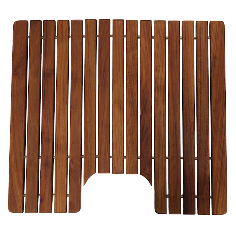 Bare Decor Peter Genuine Solid Teak Wood Toilet Mat, 20x18 - 20 x 18