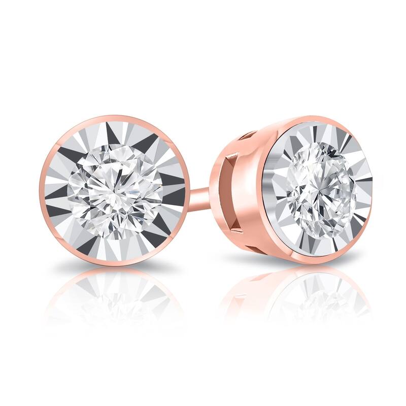 Auriya 14k Gold 3/8ctw Round Diamond Stud Earrings Bezel-set (G-H, VS1-VS2)
