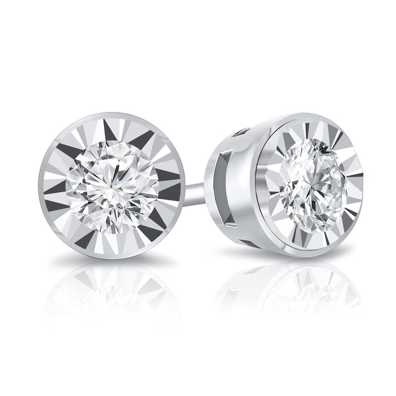 Auriya 14k Gold 3/8ctw Round Diamond Stud Earrings Bezel-set (G-H, VS1-VS2)