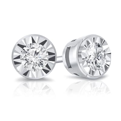 Auriya 14k Gold 3/8ctw Round Diamond Stud Earrings Bezel-set (G-H, VS1-VS2)