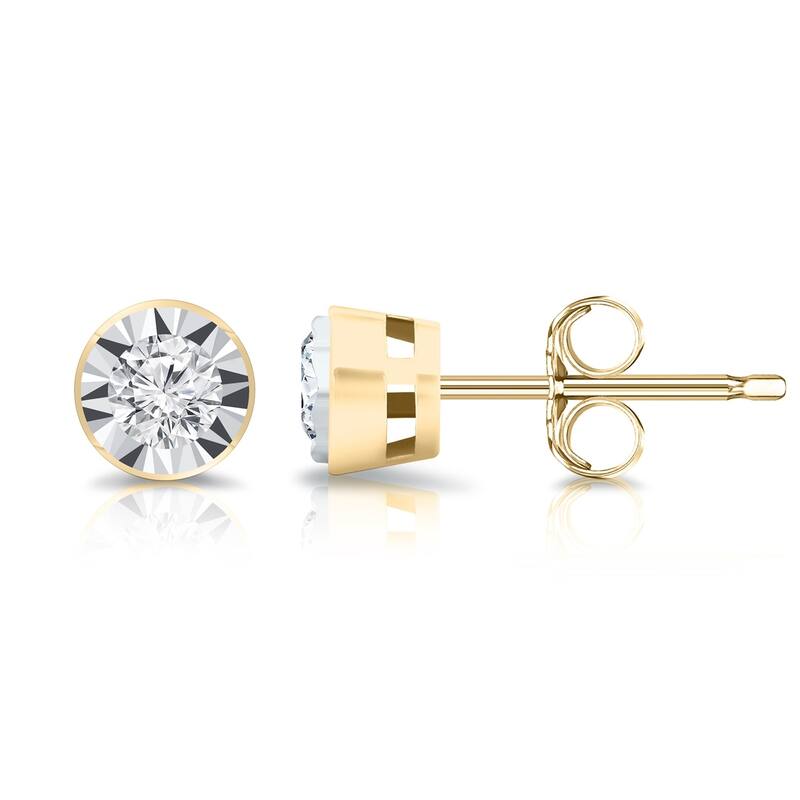 Auriya 14k Gold 3/8ctw Round Diamond Stud Earrings Bezel-set (G-H, VS1-VS2)