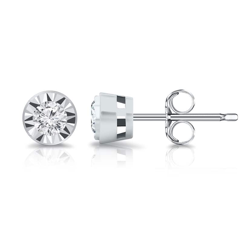 Auriya 14k Gold 3/8ctw Round Diamond Stud Earrings Bezel-set (G-H, VS1-VS2)