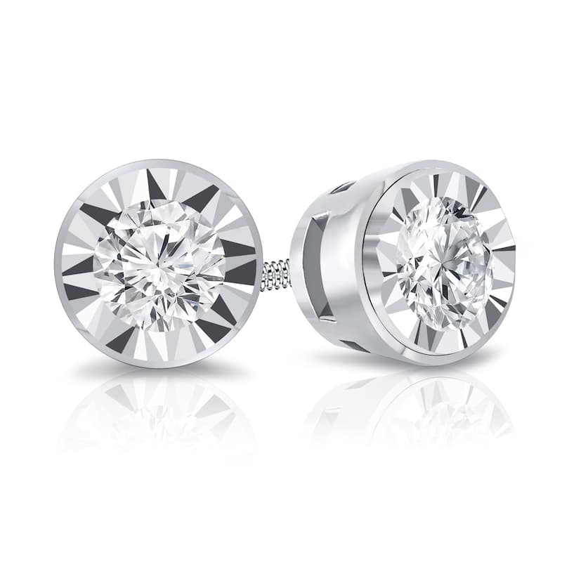 Auriya 3/8ctw Bezel-set Diamond Stud Earrings 14k Gold (G-H, VS1-VS2)