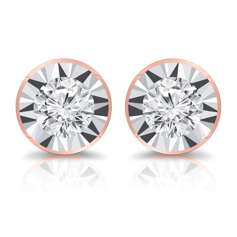 Auriya 3/8ctw Bezel-set Diamond Stud Earrings 14k Gold (G-H, VS1-VS2)