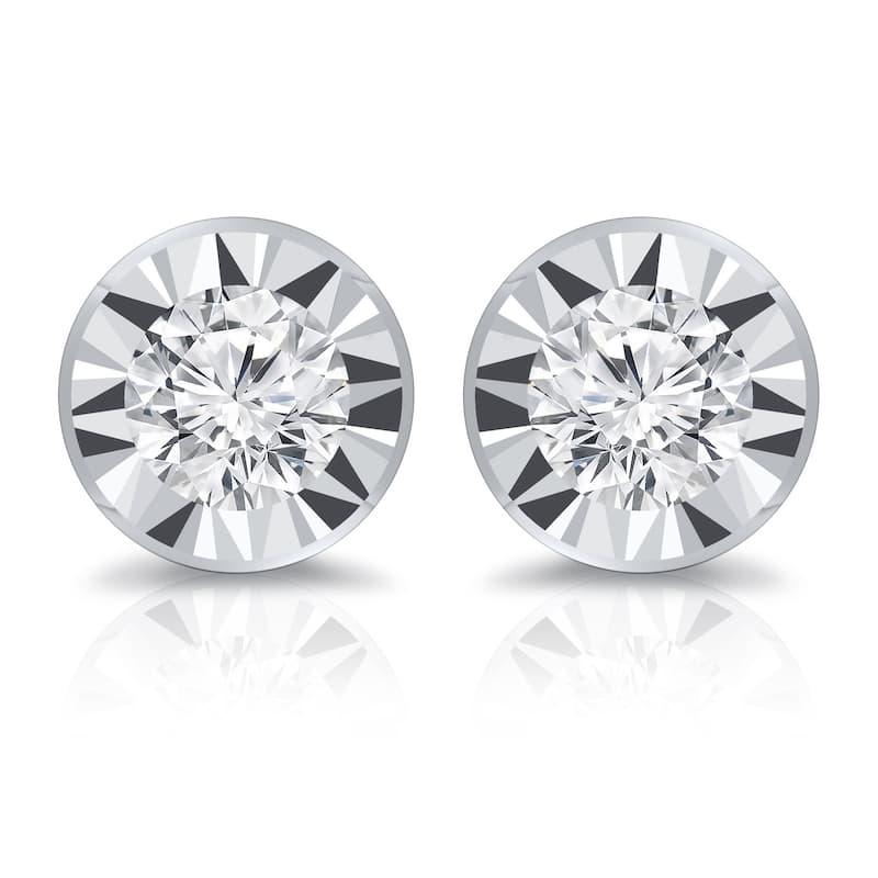 Auriya 3/8ctw Bezel-set Diamond Stud Earrings 14k Gold (G-H, VS1-VS2)