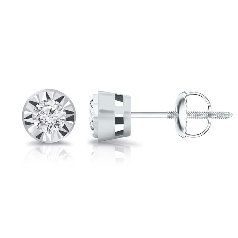 Auriya 3/8ctw Bezel-set Diamond Stud Earrings 14k Gold (G-H, VS1-VS2)