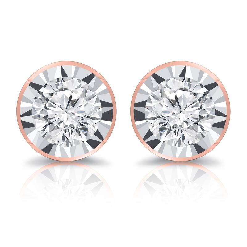 Auriya 14k Gold 1/2ctw Round Diamond Stud Earrings Bezel-set (G-H, I1-I2)