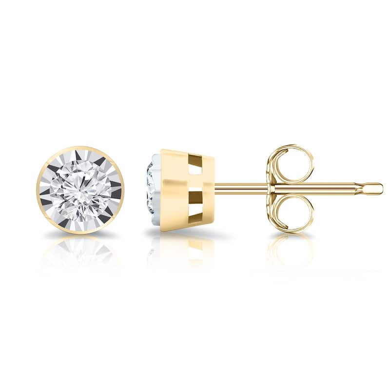 Auriya 14k Gold 1/2ctw Round Diamond Stud Earrings Bezel-set (G-H, I1-I2)