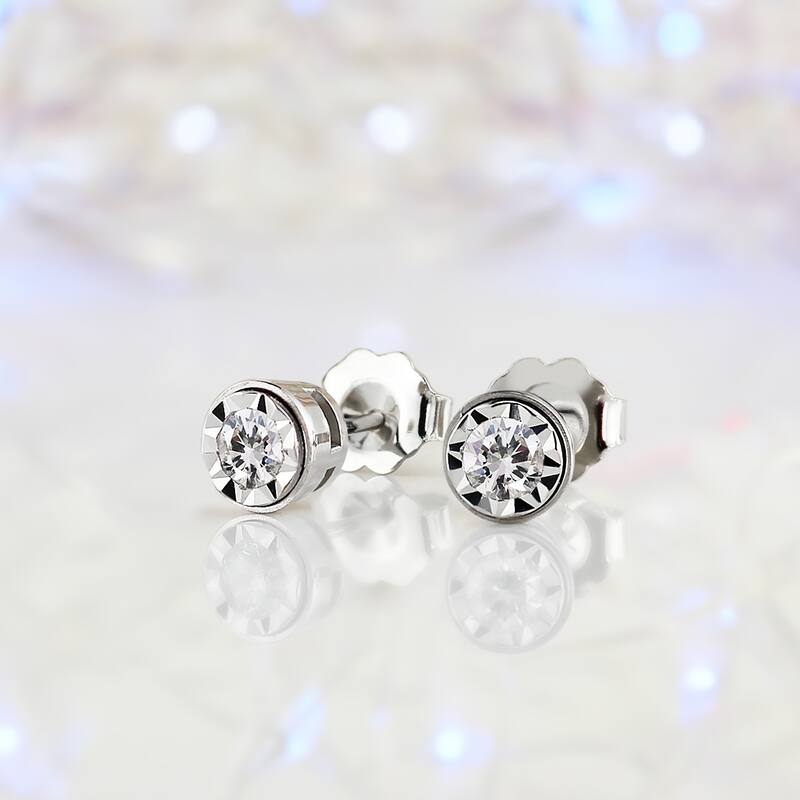 Auriya 14k Gold 1/2ctw Round Diamond Stud Earrings Bezel-set (G-H, I1-I2)