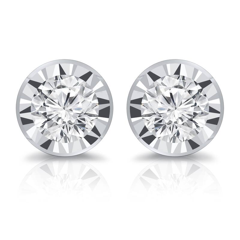 Auriya 14k Gold 1/2ctw Round Diamond Stud Earrings Bezel-set (G-H, I1-I2)