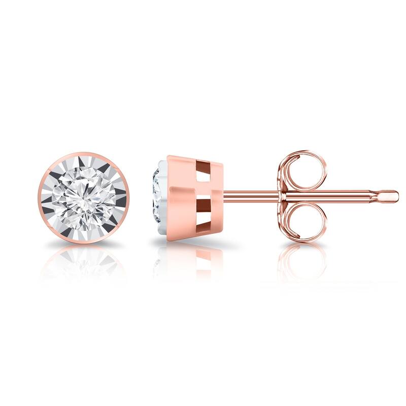Auriya 14k Gold 1/2ctw Round Diamond Stud Earrings Bezel-set (G-H, I1-I2)