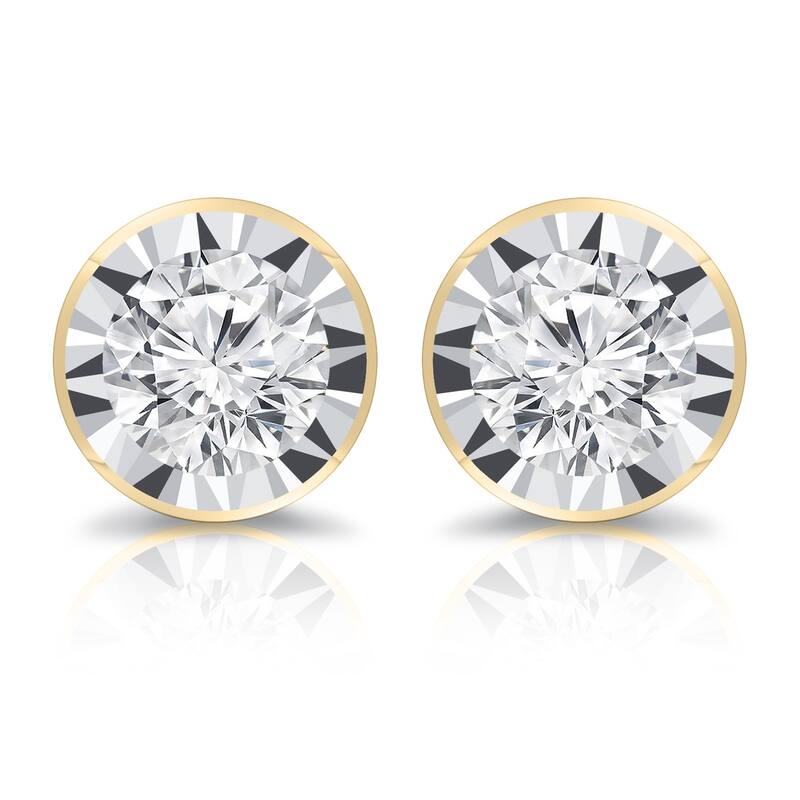 Auriya 14k Gold 1/2ctw Round Diamond Stud Earrings Bezel-set (G-H, I1-I2)