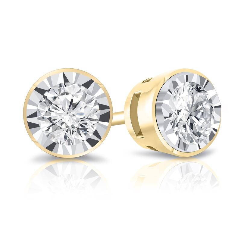 Auriya 14k Gold 1/2ctw Round Diamond Stud Earrings Bezel-set (G-H, I1-I2)
