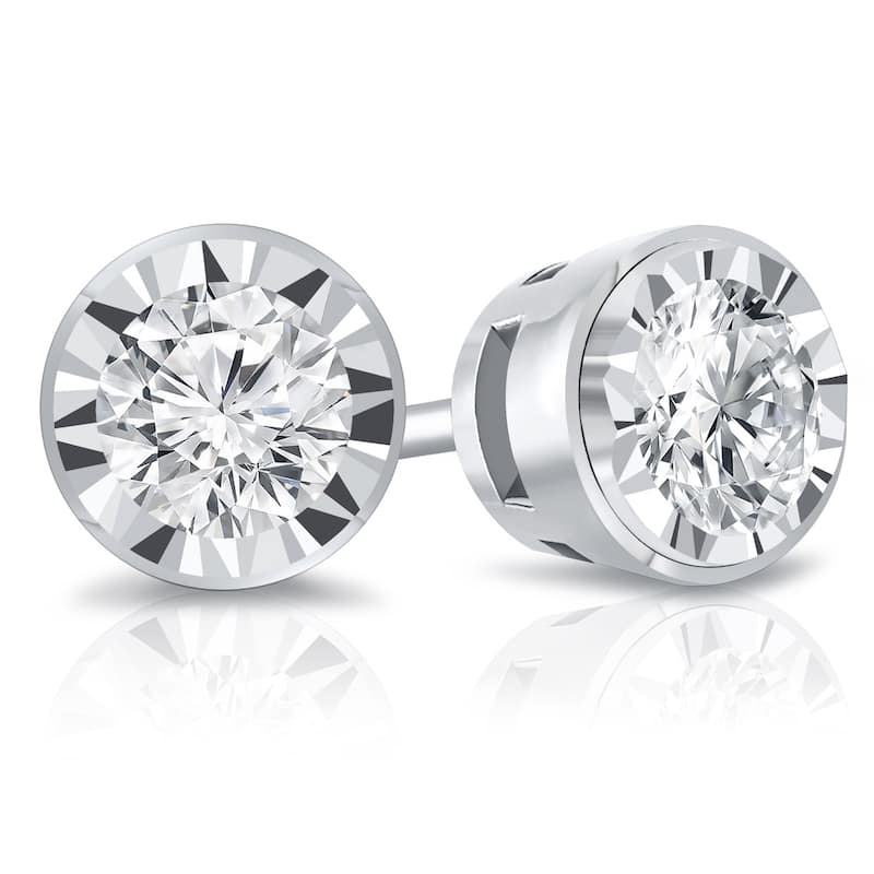 Auriya 14k Gold 5/8ctw Round Diamond Stud Earrings Bezel-set (G-H, I1-I2)