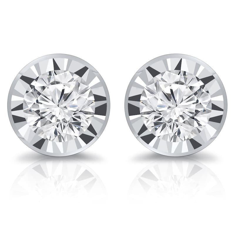 Auriya 14k Gold 5/8ctw Round Diamond Stud Earrings Bezel-set (G-H, I1-I2)