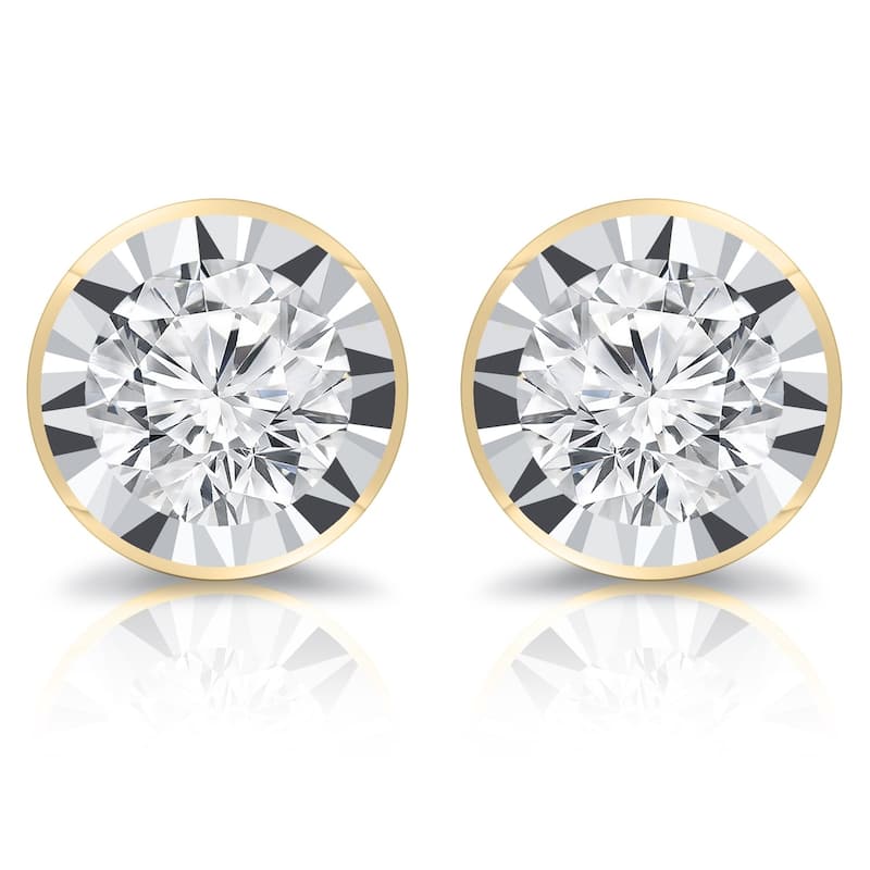 Auriya 14k Gold 5/8ctw Round Diamond Stud Earrings Bezel-set (G-H, I1-I2)