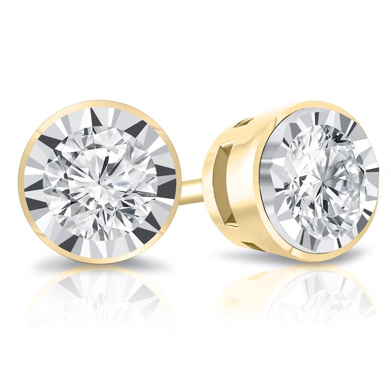 Auriya 14k Gold 5/8ctw Round Diamond Stud Earrings Bezel-set (G-H, I1-I2)