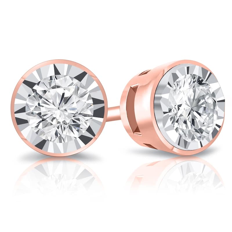 Auriya 14k Gold 5/8ctw Round Diamond Stud Earrings Bezel-set (G-H, I1-I2)